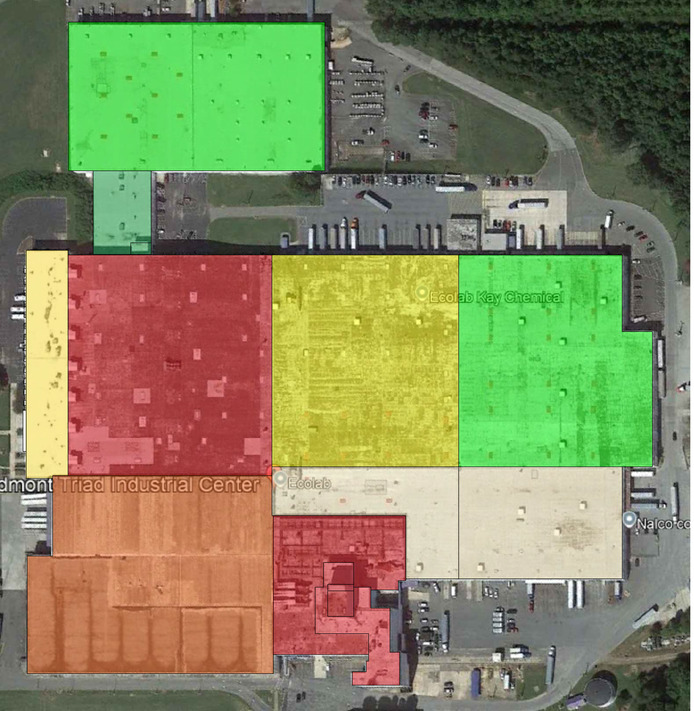 PTICAG model roof map used as the roof-section navigation source